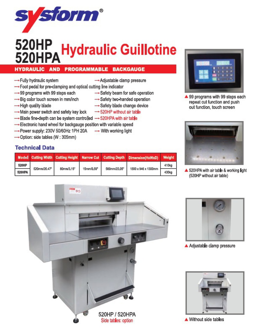 520HP & 520HPA Hydraulic Guillotine image 0